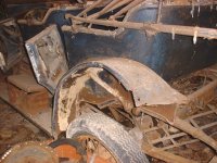 Passenger side rear fender as found